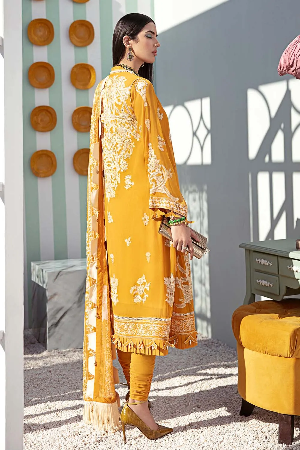 Gul Ahmed Summer Premium Lawn 2021 · 3PC Unstitched Chiffon Embroidered Suit LE-36