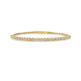 HalfWay Diamond Flexible Bangle Bracelet (1.10 ct.) Bezel Set in 14K Gold