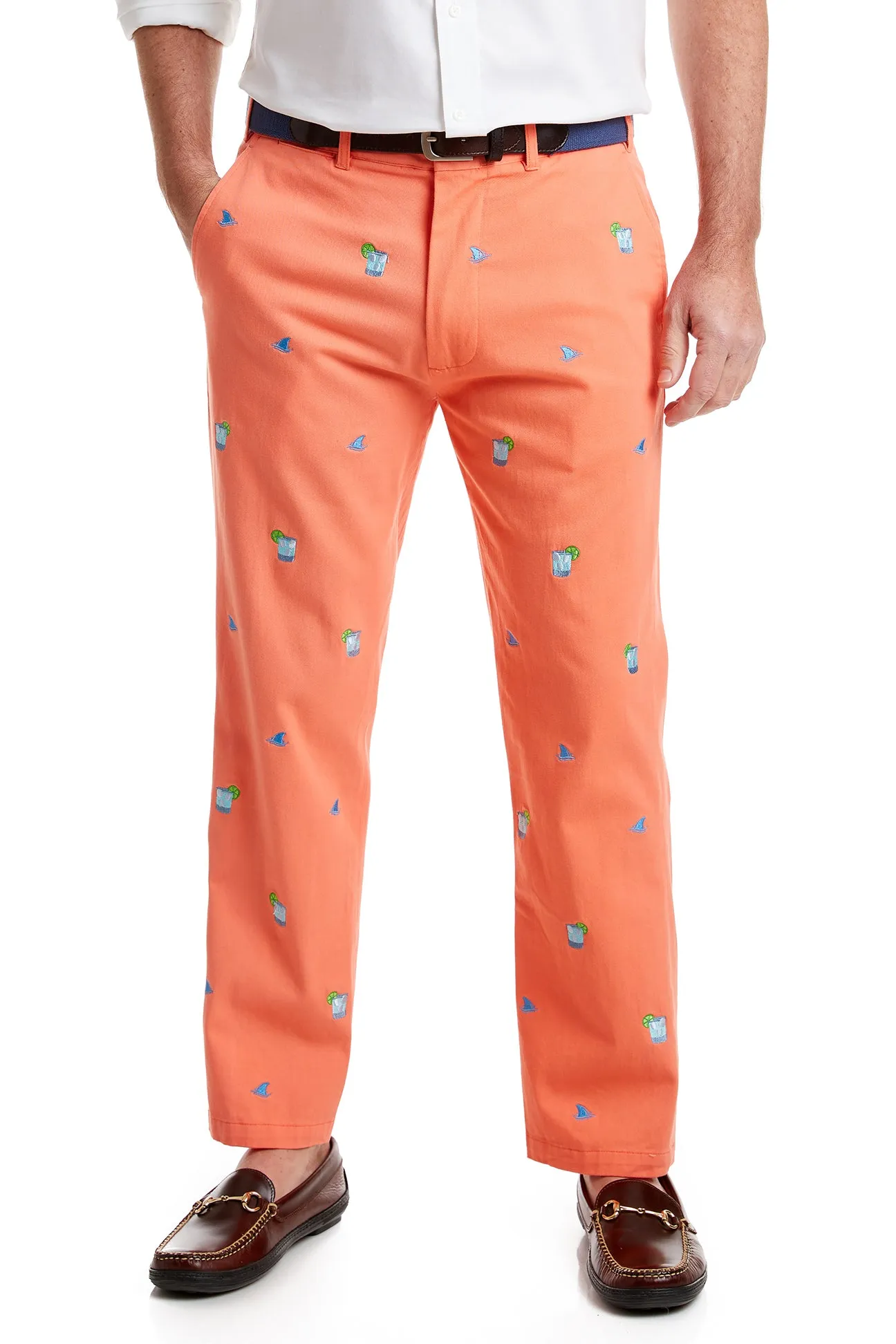 Harbor Pant Stretch Twill Coral with Fin & Tonic
