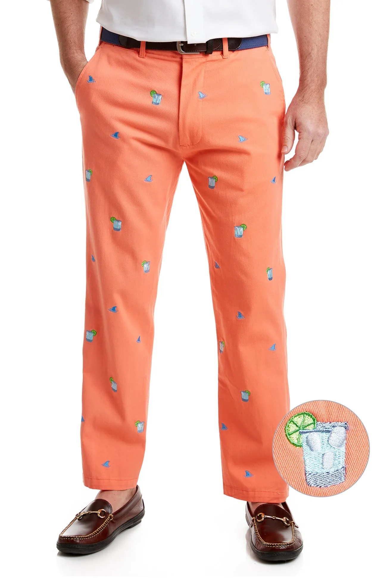 Harbor Pant Stretch Twill Coral with Fin & Tonic