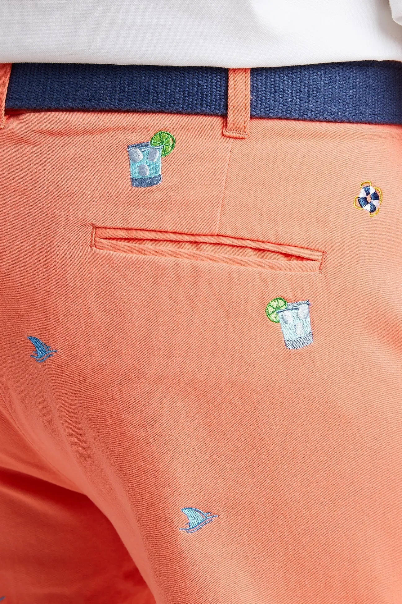 Harbor Pant Stretch Twill Coral with Fin & Tonic