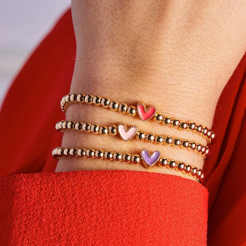 Heart Stretch Bracelet in Pink