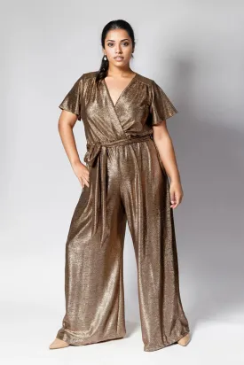 Helena Cap Sleeve Jumpsuit Gold
