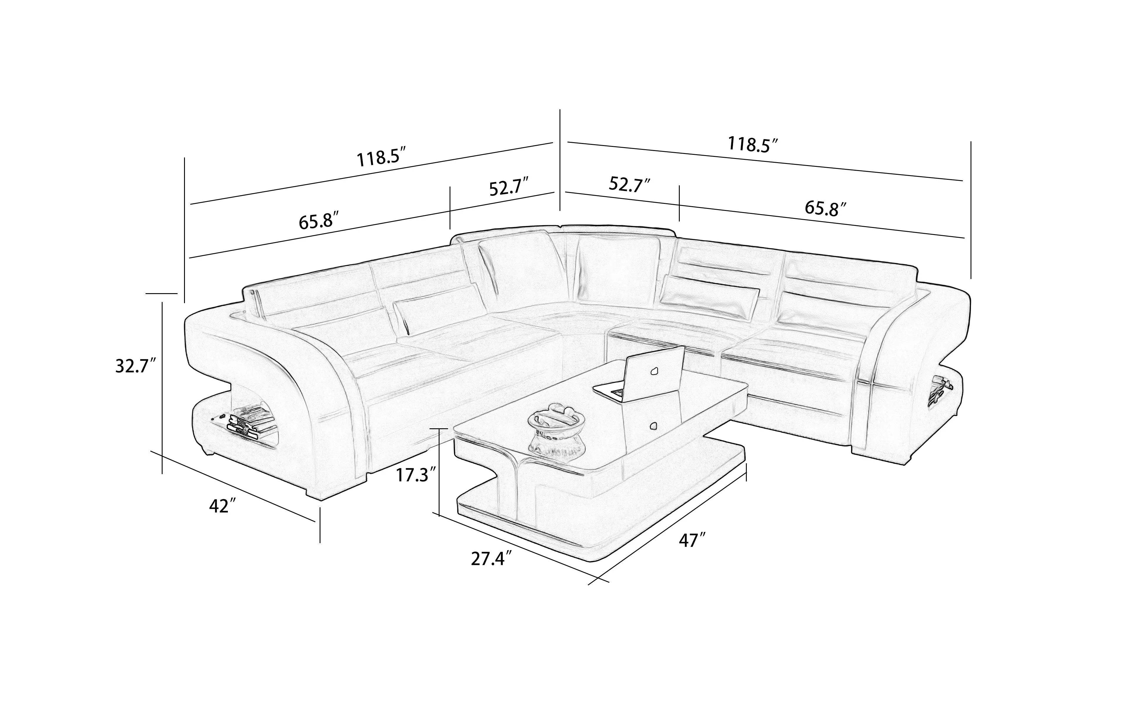 Hennessey Modern Leather Sectional