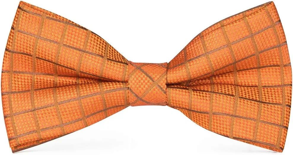 Hi-Tie Men Ties Bowtie Set Woven Silk Necktie Bow Tie and Pocket Square Cufflinks Set with Tie Clip or Flower Lapel Pin
