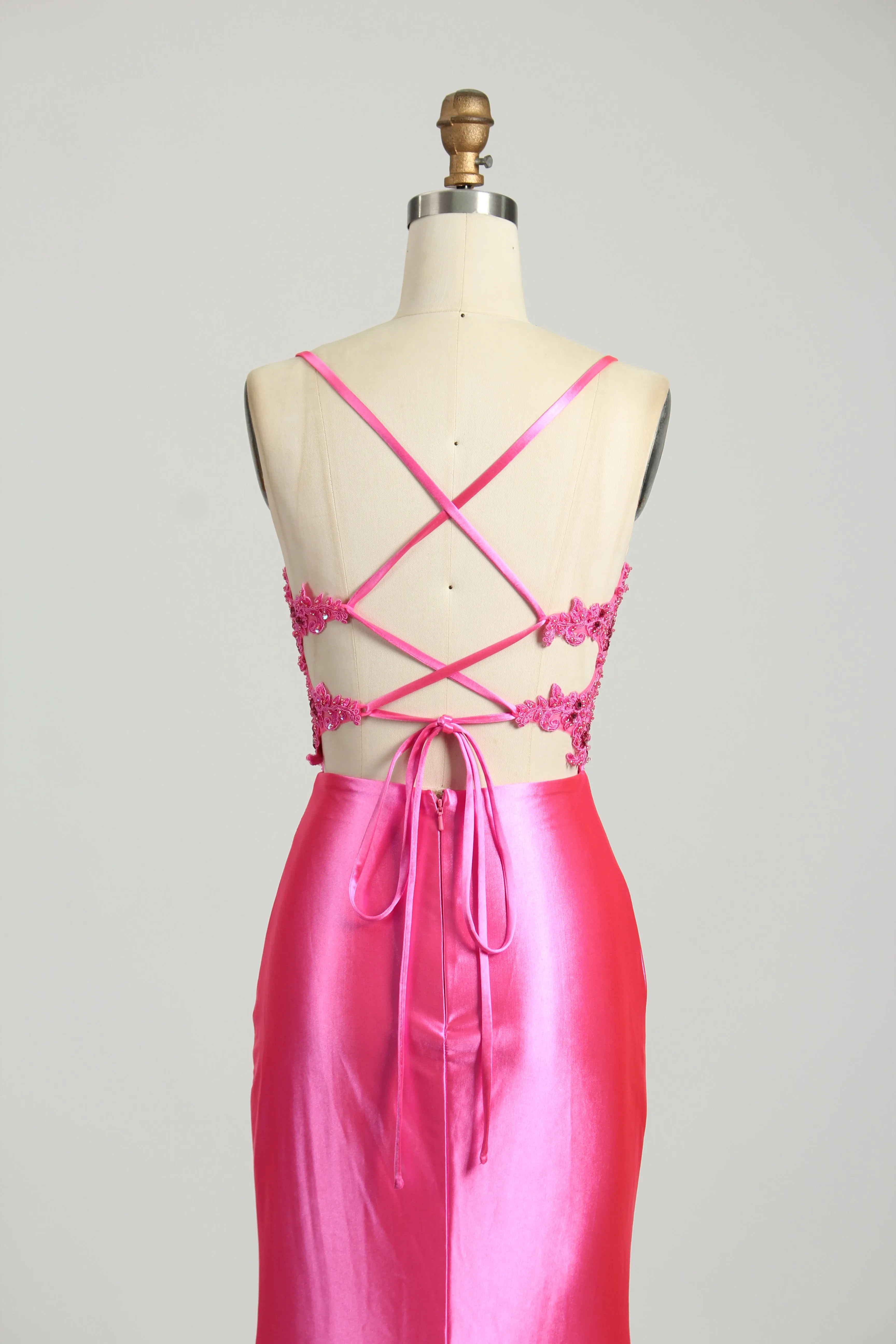 Honey Couture ALORA Embellished Bustier Corset Satin Mermaid Formal Dress