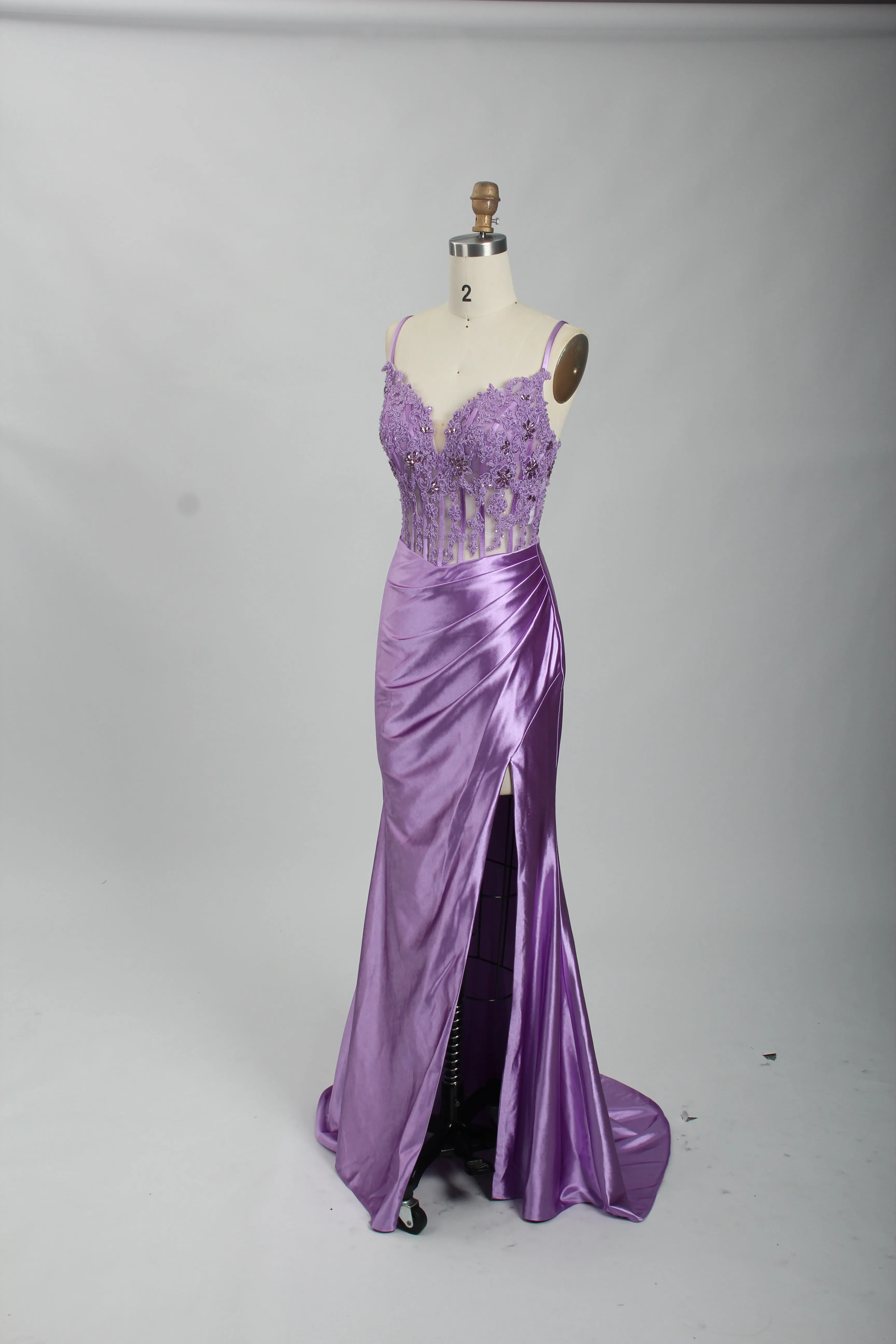 Honey Couture ALORA Embellished Bustier Corset Satin Mermaid Formal Dress
