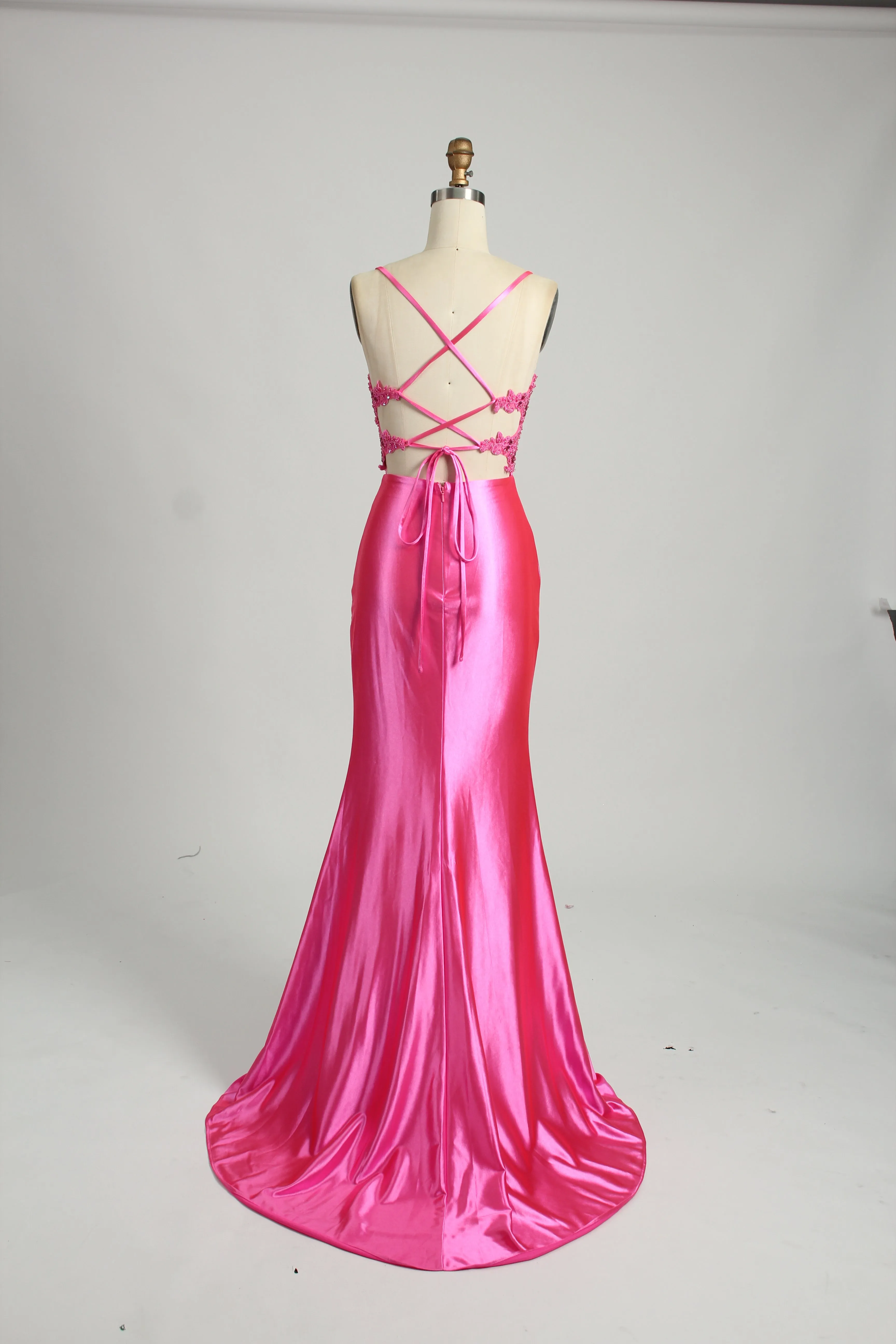 Honey Couture ALORA Embellished Bustier Corset Satin Mermaid Formal Dress