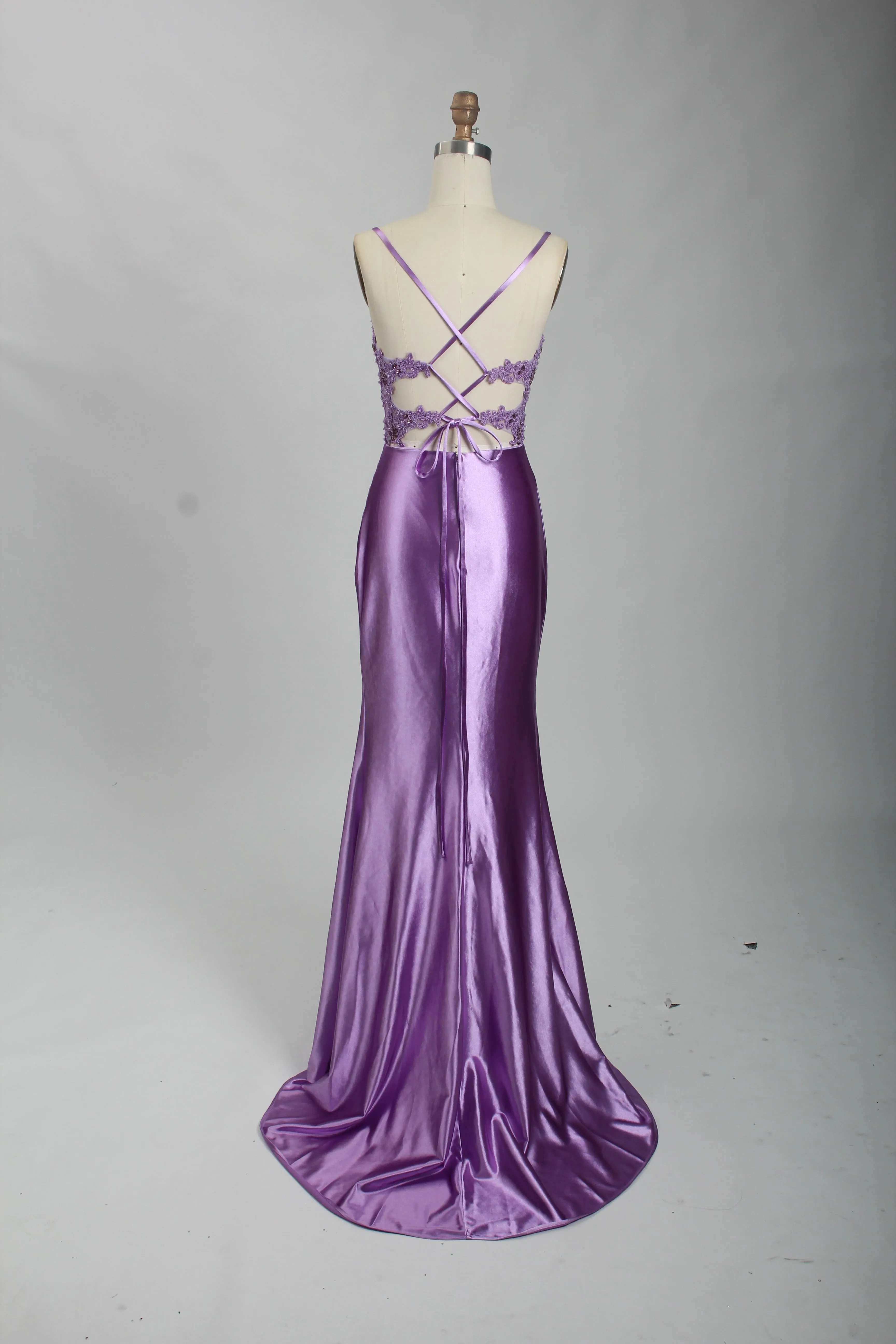 Honey Couture ALORA Embellished Bustier Corset Satin Mermaid Formal Dress