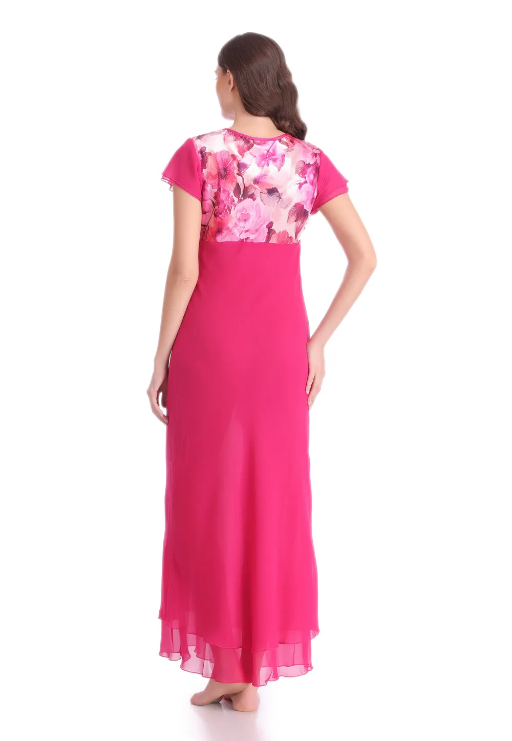 Hop Pink double chiffon Nighty