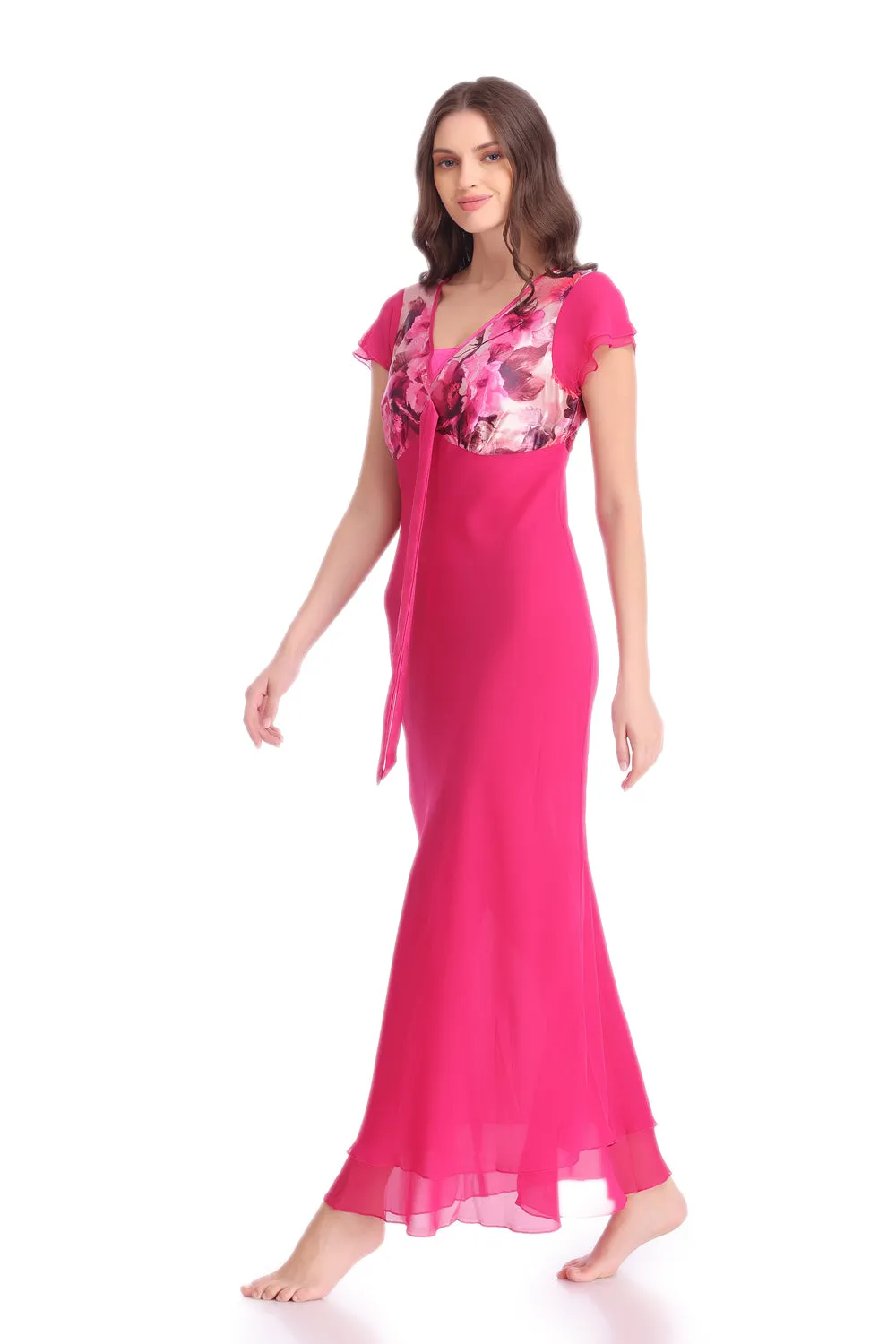 Hop Pink double chiffon Nighty