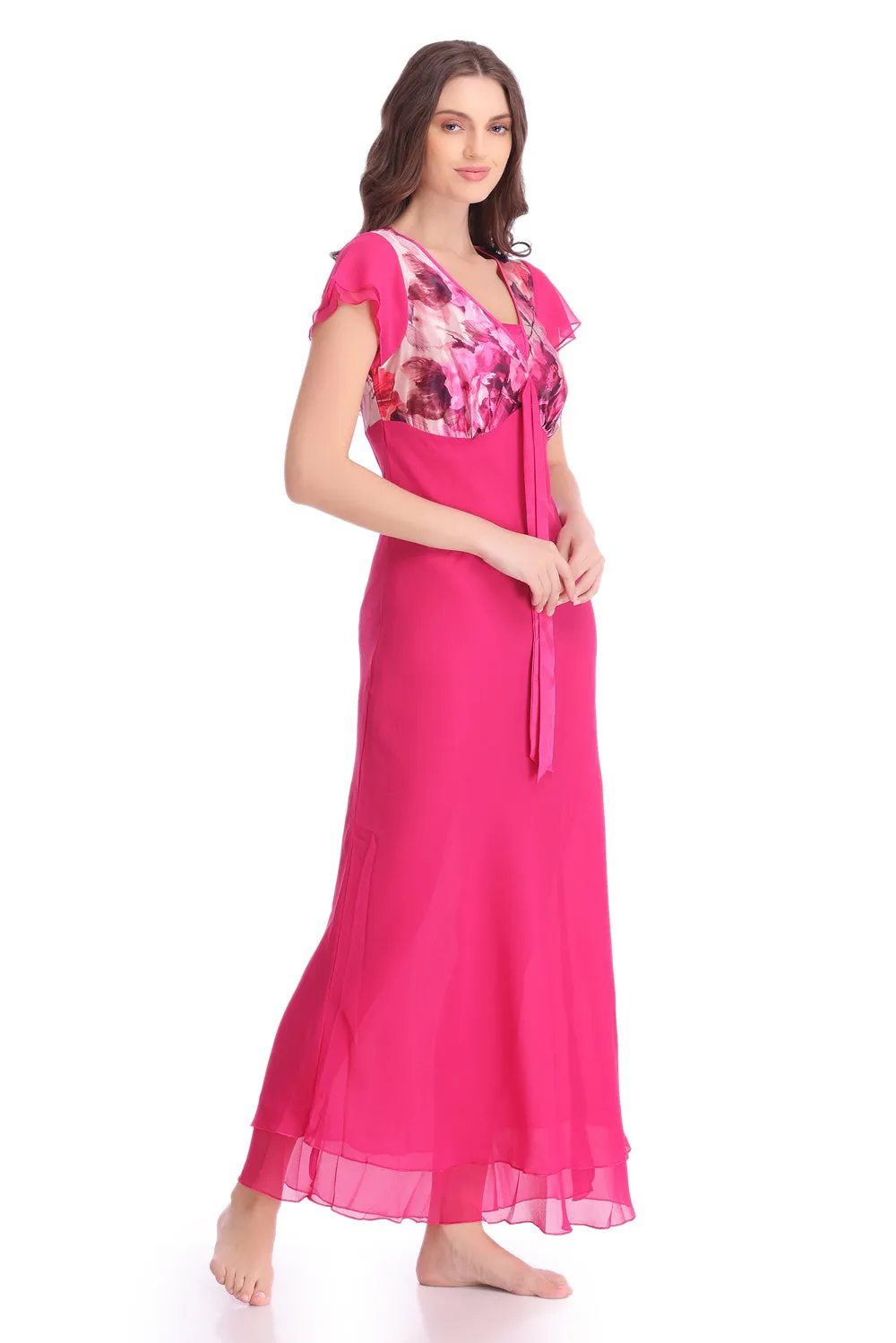Hop Pink double chiffon Nighty