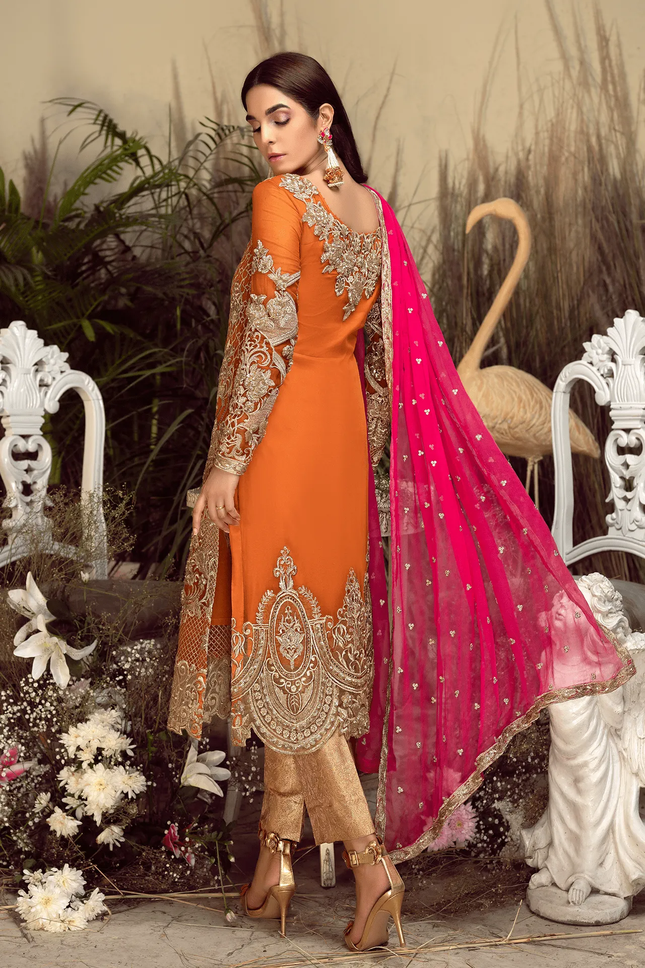 Imrozia Orabelle Embroidered Chiffon Collection 2019 – 06 Apricot Nectar