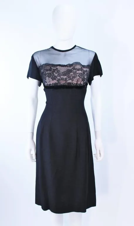 J. HARLAN Silk and Lace Cocktail Dress w/ Sheer Details Size 8