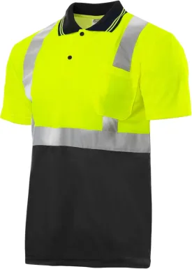 JORESTECH Safety Polo Shirt with Reflective Stripes, Yellow/Lime Top and Black Bottom, ANSI Compliant