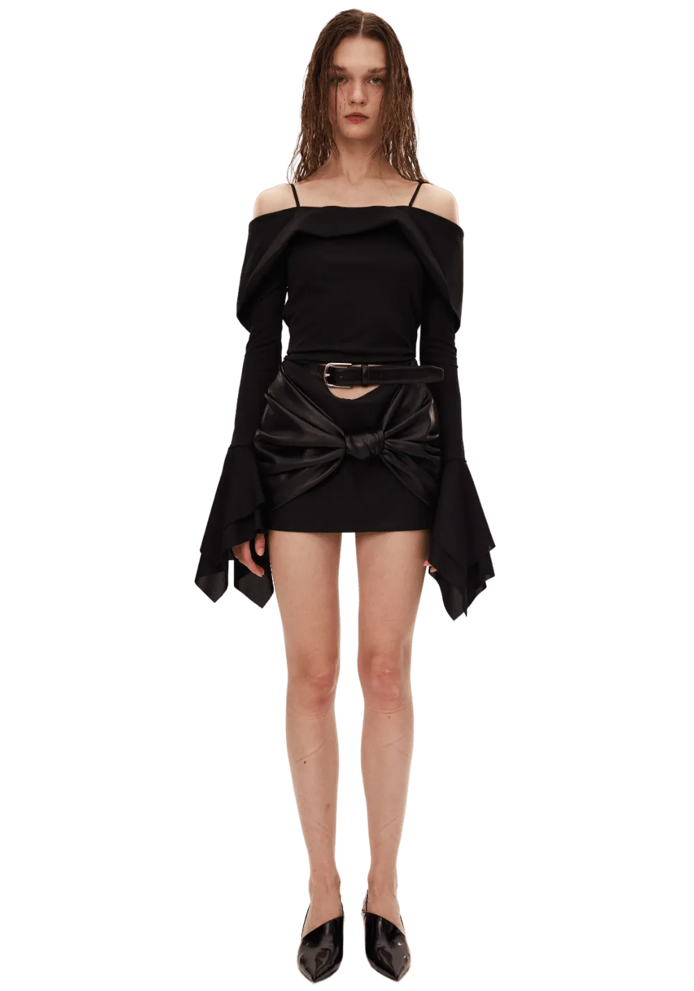 Knitted Geometric Bell Sleeve Top