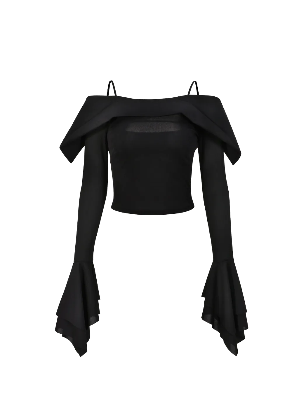 Knitted Geometric Bell Sleeve Top