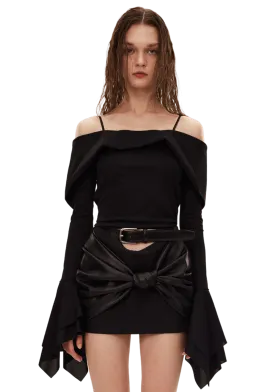 Knitted Geometric Bell Sleeve Top