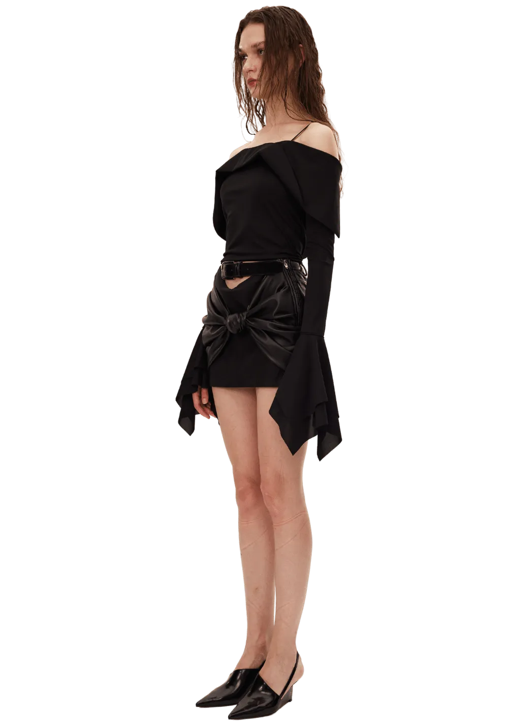 Knitted Geometric Bell Sleeve Top
