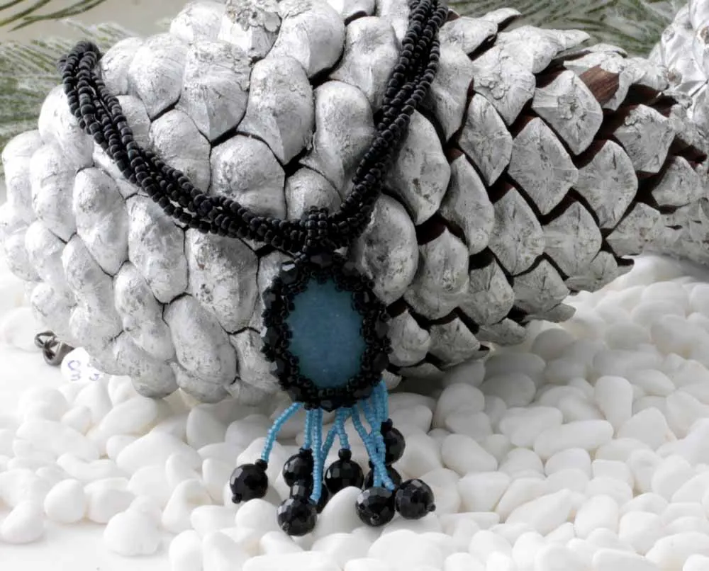 KTC-293 "Aquamarine Mystic" Black  Necklace