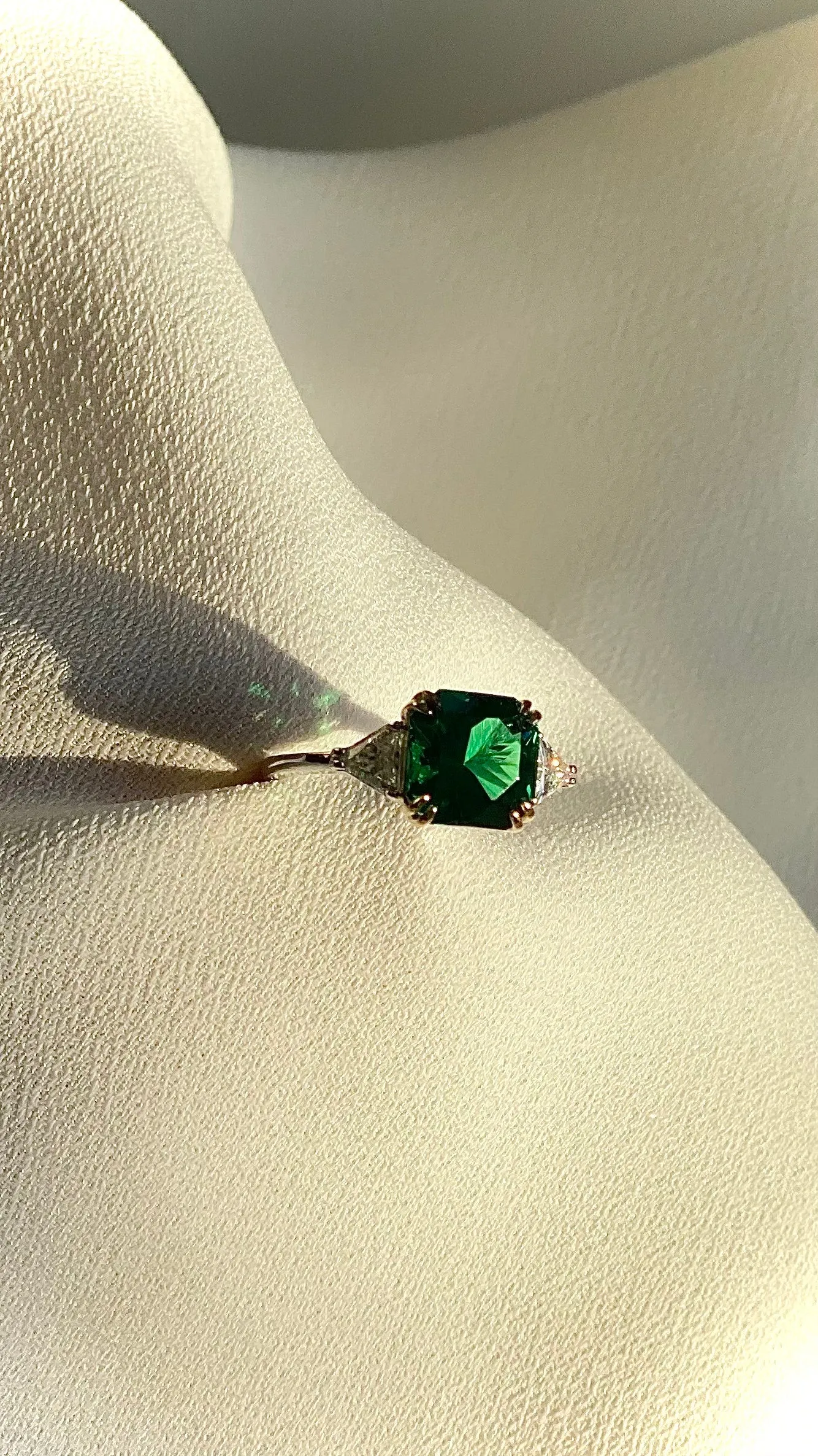 Leyton Flanders Emerald Ring White Gold Plated