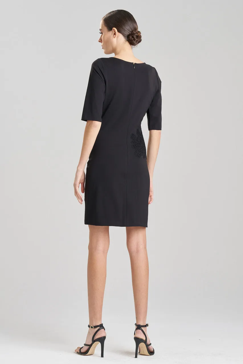 Light Weight Ponte Embroidered Sheath Dress