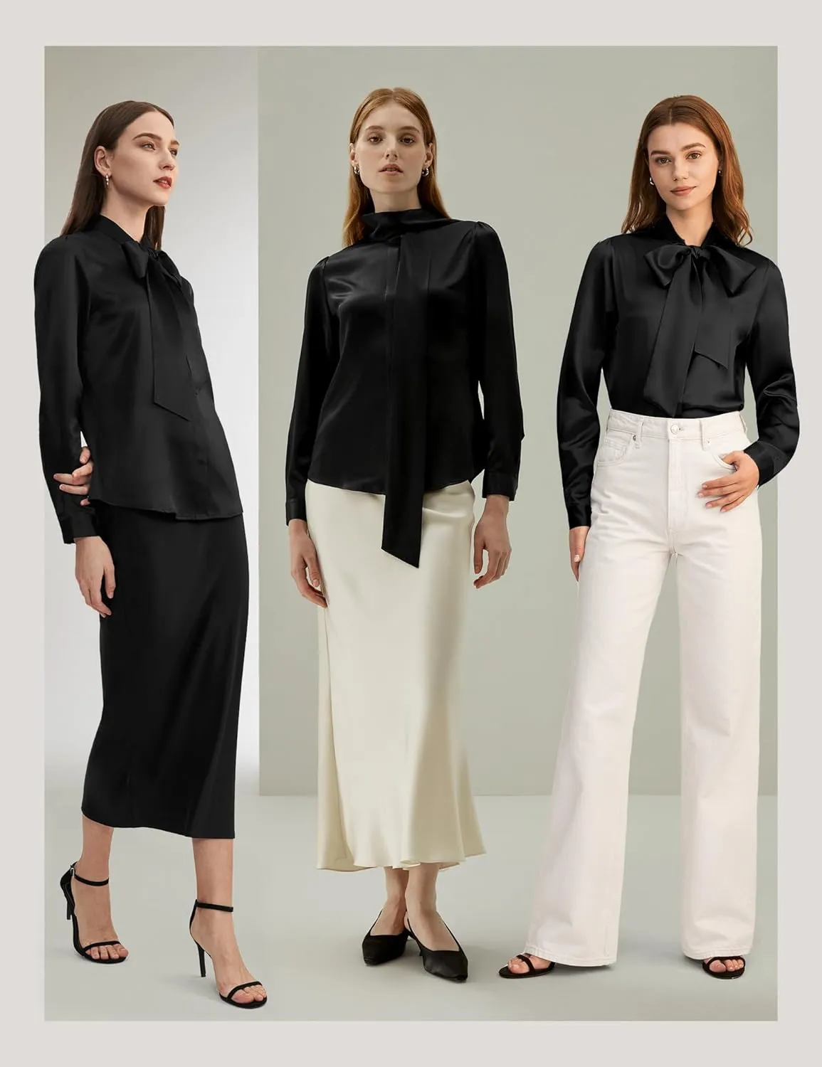 LilySilk Bow-tie Neck Silk Blouse for Women Long Sleeve Ladies Tops Buttons VintageReal Silk Shirts