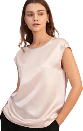 LilySilk Silk Blouse for Women Short Sleeve Summer Cool Comfy Charmeuse Silk Tops for Ladies