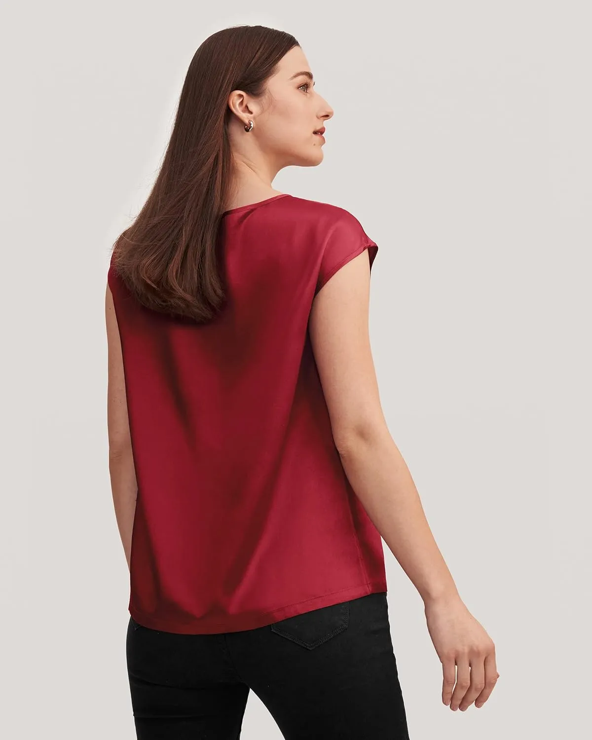 LilySilk Silk Blouse for Women Short Sleeve Summer Cool Comfy Charmeuse Silk Tops for Ladies