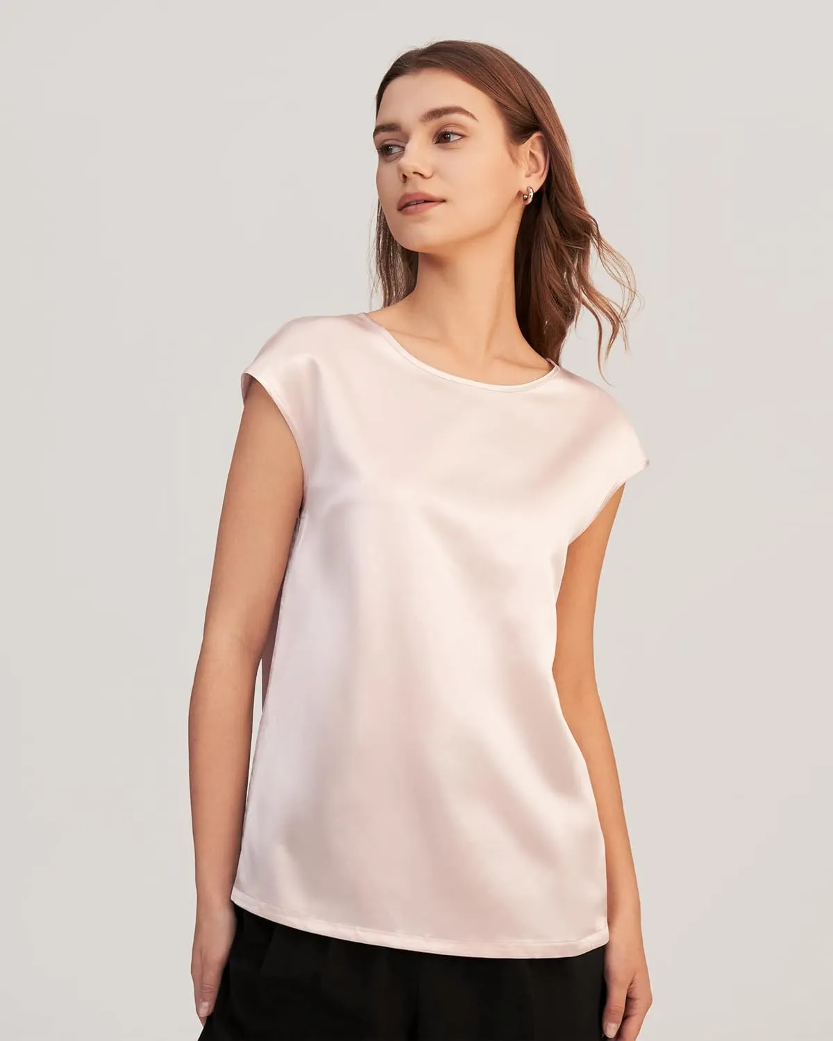 LilySilk Silk Blouse for Women Short Sleeve Summer Cool Comfy Charmeuse Silk Tops for Ladies