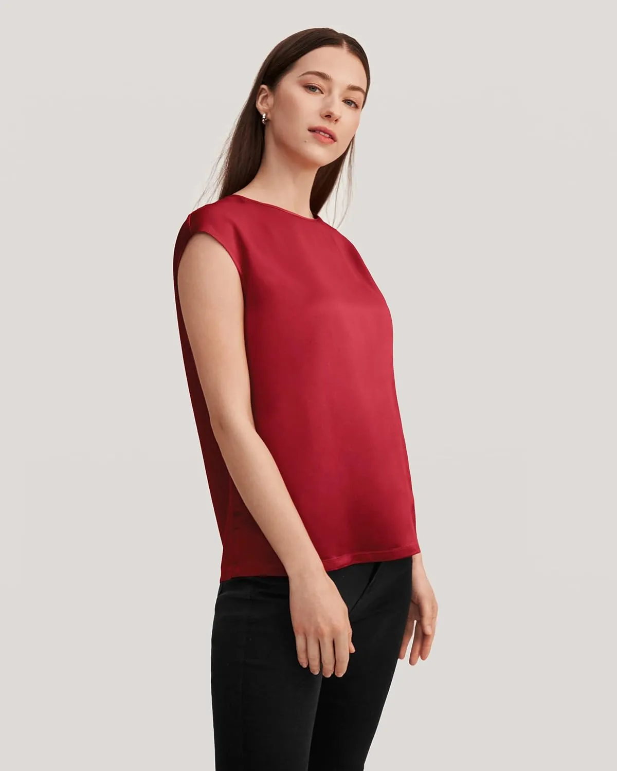 LilySilk Silk Blouse for Women Short Sleeve Summer Cool Comfy Charmeuse Silk Tops for Ladies