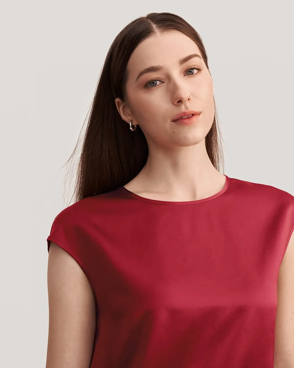 LilySilk Silk Blouse for Women Short Sleeve Summer Cool Comfy Charmeuse Silk Tops for Ladies