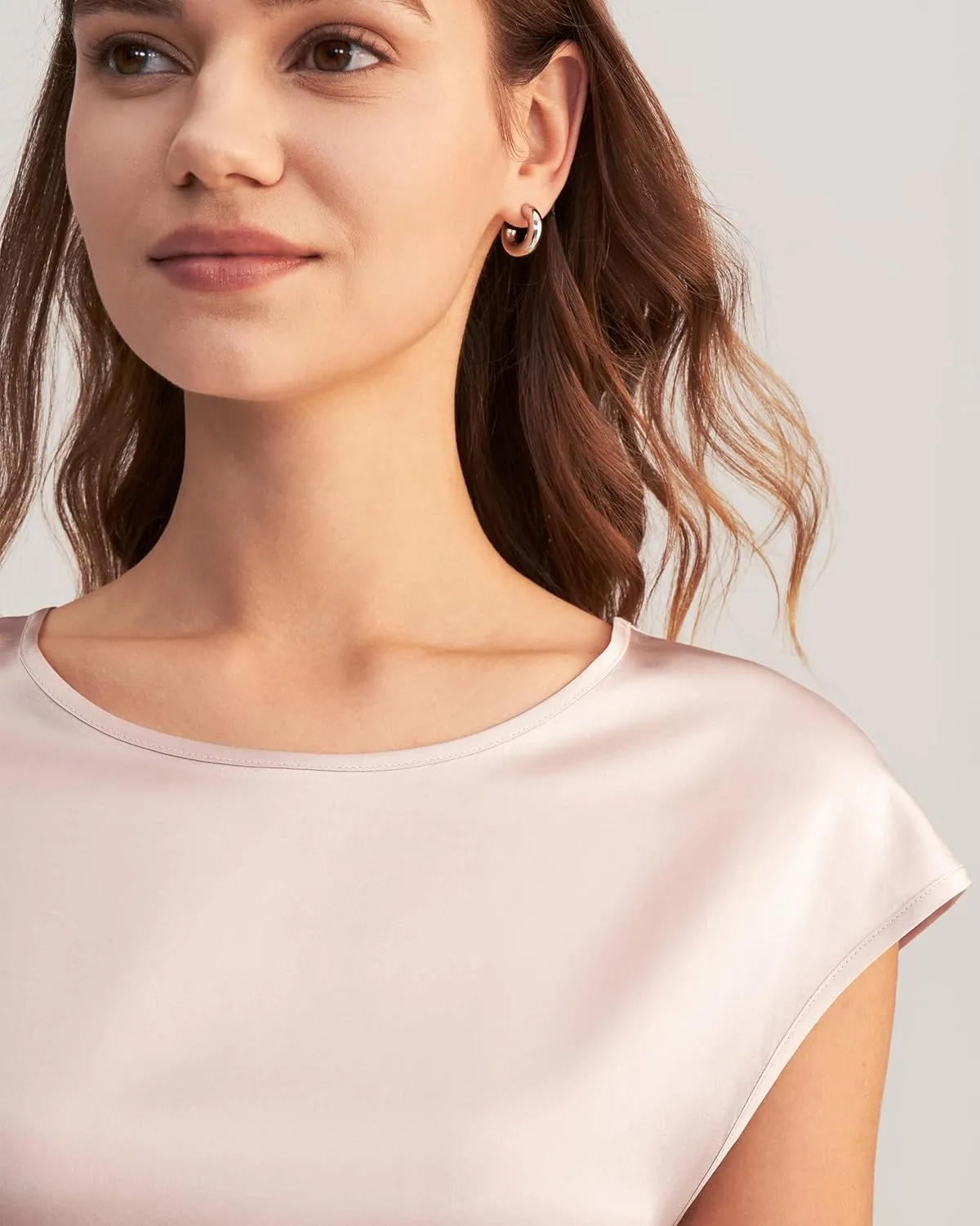 LilySilk Silk Blouse for Women Short Sleeve Summer Cool Comfy Charmeuse Silk Tops for Ladies