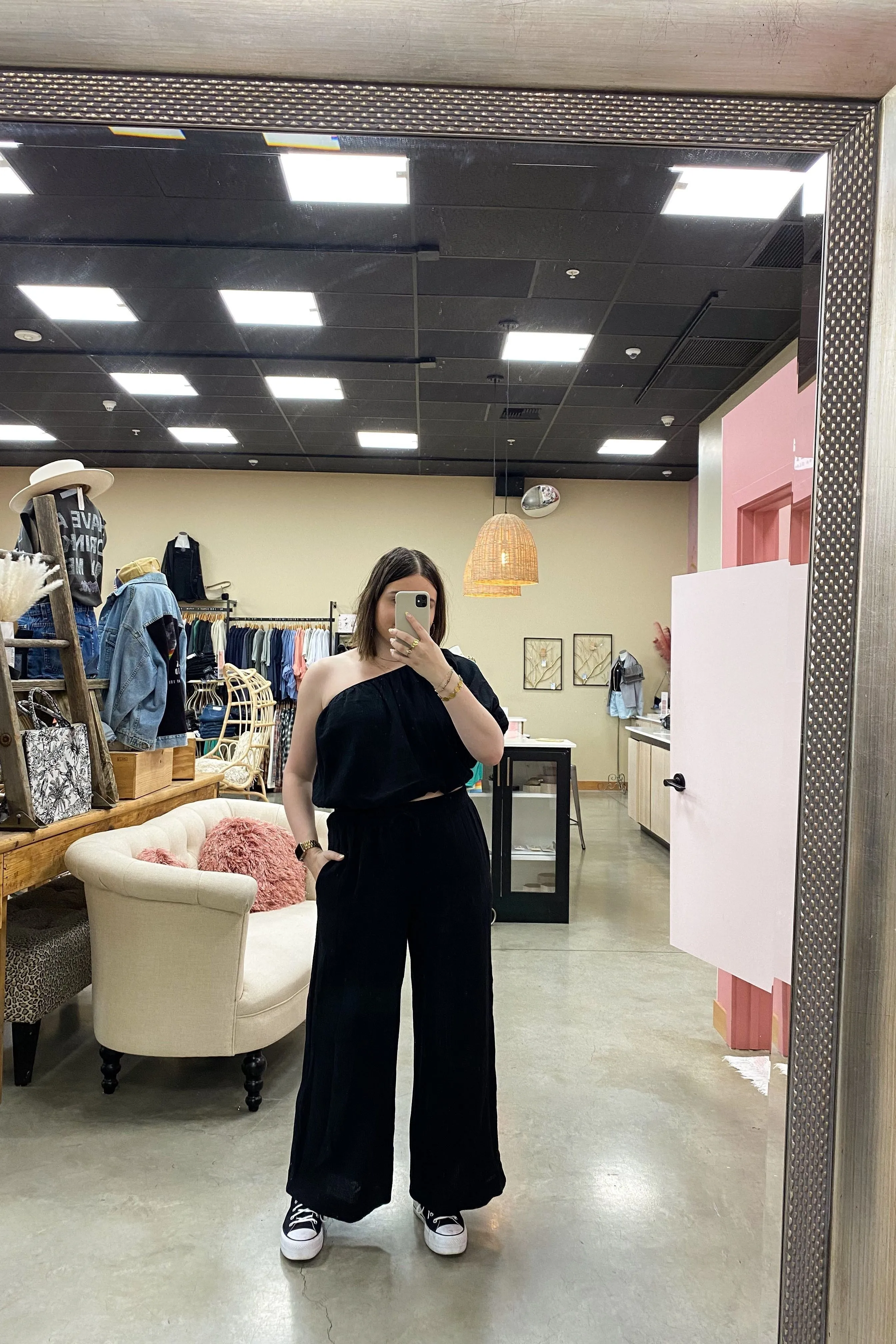 Lina Charcoal One Shoulder Top