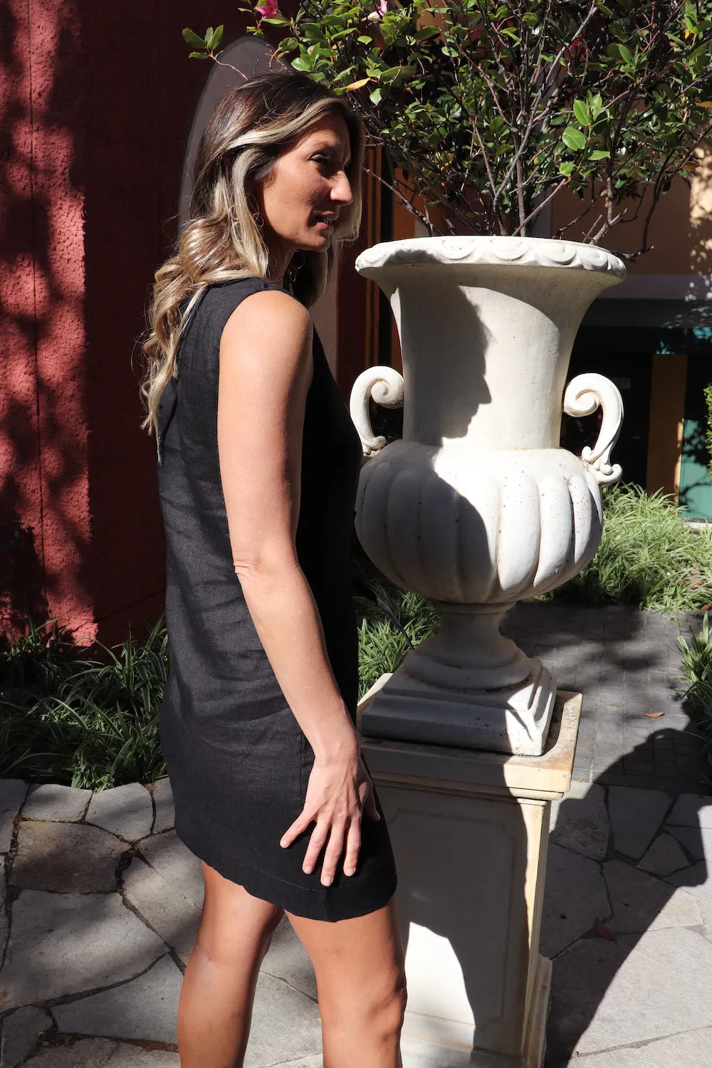 Linen Tie Up Shift Dress