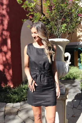 Linen Tie Up Shift Dress