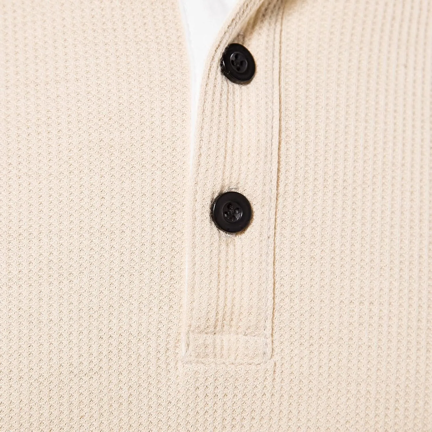 LOCALMODE Men's Casual Crew Neck Long Sleeve T Shirts of Waffle Henley