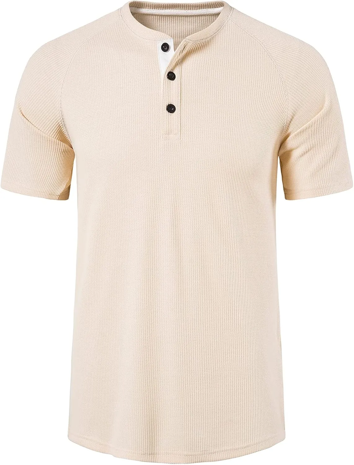 LOCALMODE Men's Casual Crew Neck Long Sleeve T Shirts of Waffle Henley
