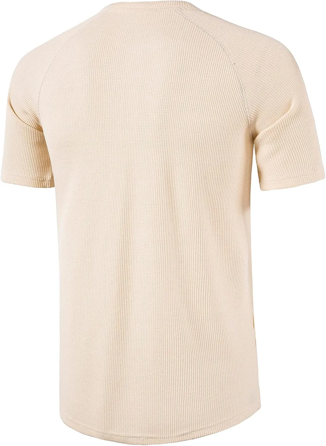 LOCALMODE Men's Casual Crew Neck Long Sleeve T Shirts of Waffle Henley