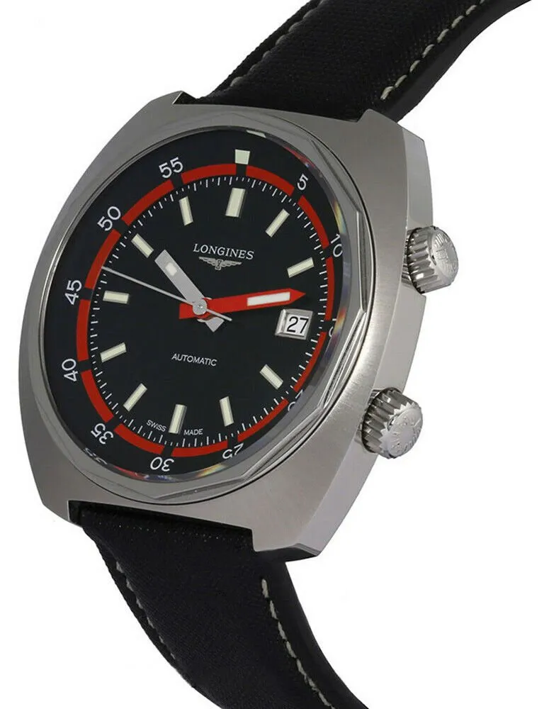 Longines Heritage Diver Automatic Mens Watch with Calendar - Stainless Steel Strap - Model L2.795.4.52.0