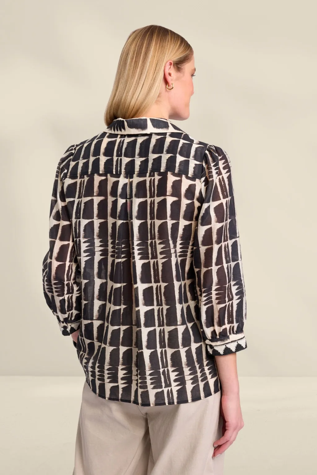 Marco Polo 3/4 Ikat Shirt Black