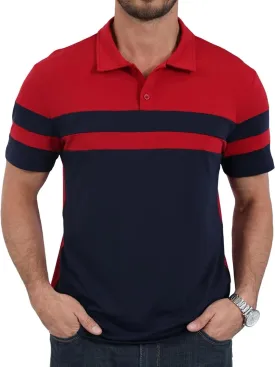 Mens Polo Shirts Short Sleeve Color Block T Shirt Summer Lightweight Casual Golf Shirts
