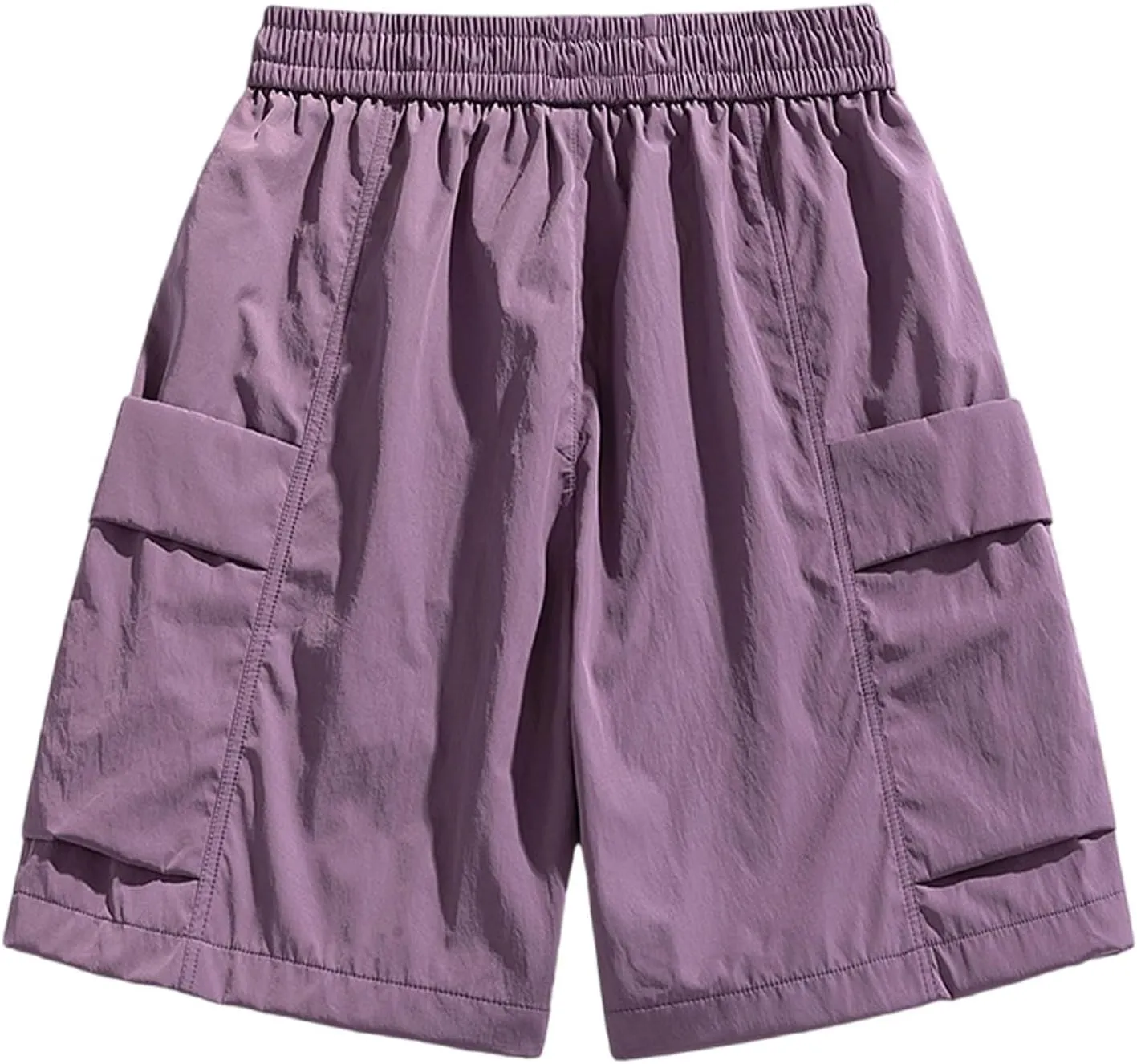 Mens Shorts Cargo Elastic Waist Lightweight Straight Leg Work Shorts Relaxed Fit Multi Pockets Travel Hiking Pants