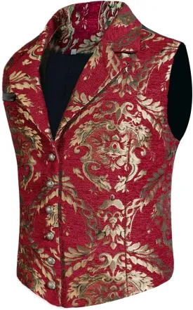Mens Steampunk Vest Gothic Corset Waistcoat Victorian Masquerade Outfit Dress Jacquard Goth Suit Costume