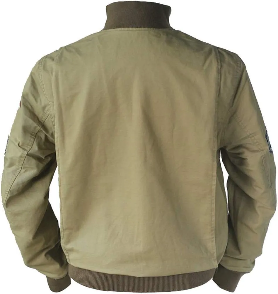 Men's WW2 Brad Army Tanker Jacket - Military WW2 Pitt Vintage Bomber Khaki Cotton Jackets for Men,
