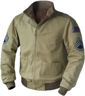 Men's WW2 Brad Army Tanker Jacket - Military WW2 Pitt Vintage Bomber Khaki Cotton Jackets for Men,