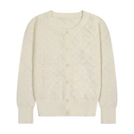 Mia Classic Cotton Lace Cardigan Cream