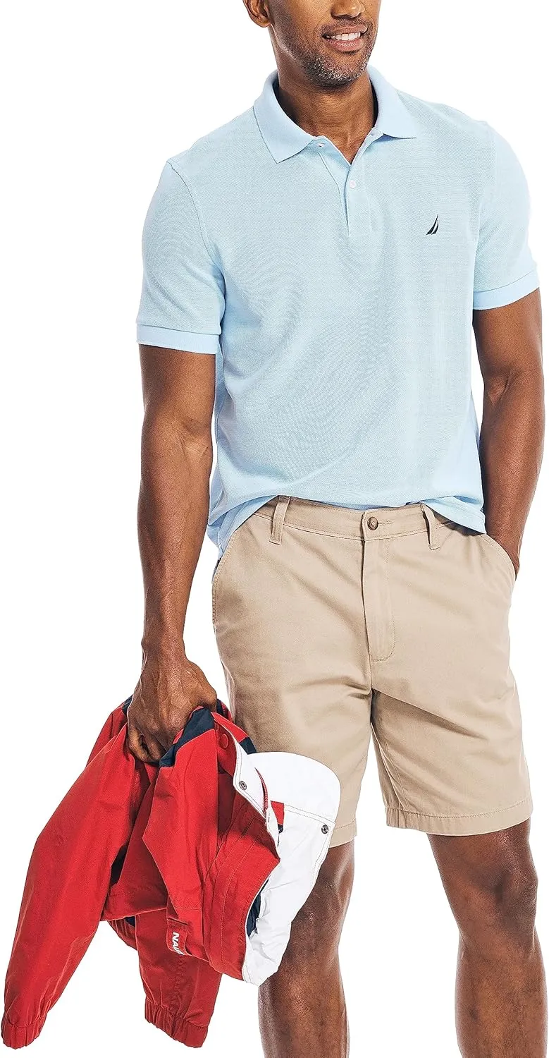 Nautica Men's Classic Short Sleeve Solid Performance Deck Polo Shirt