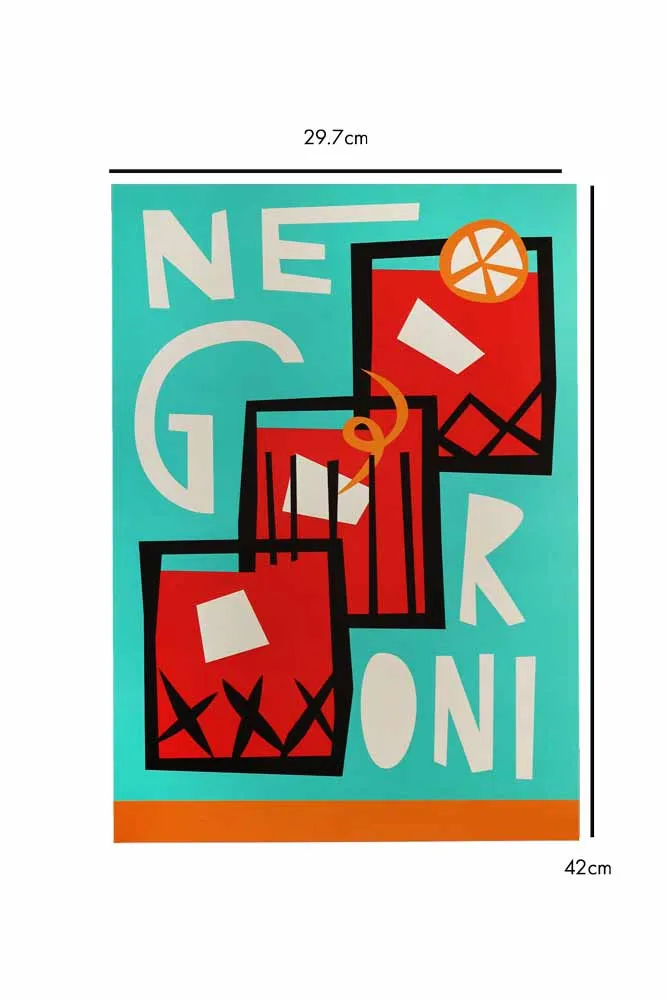 Negroni By Fox & Velvet A2 Art Print With Black Wooden Frame