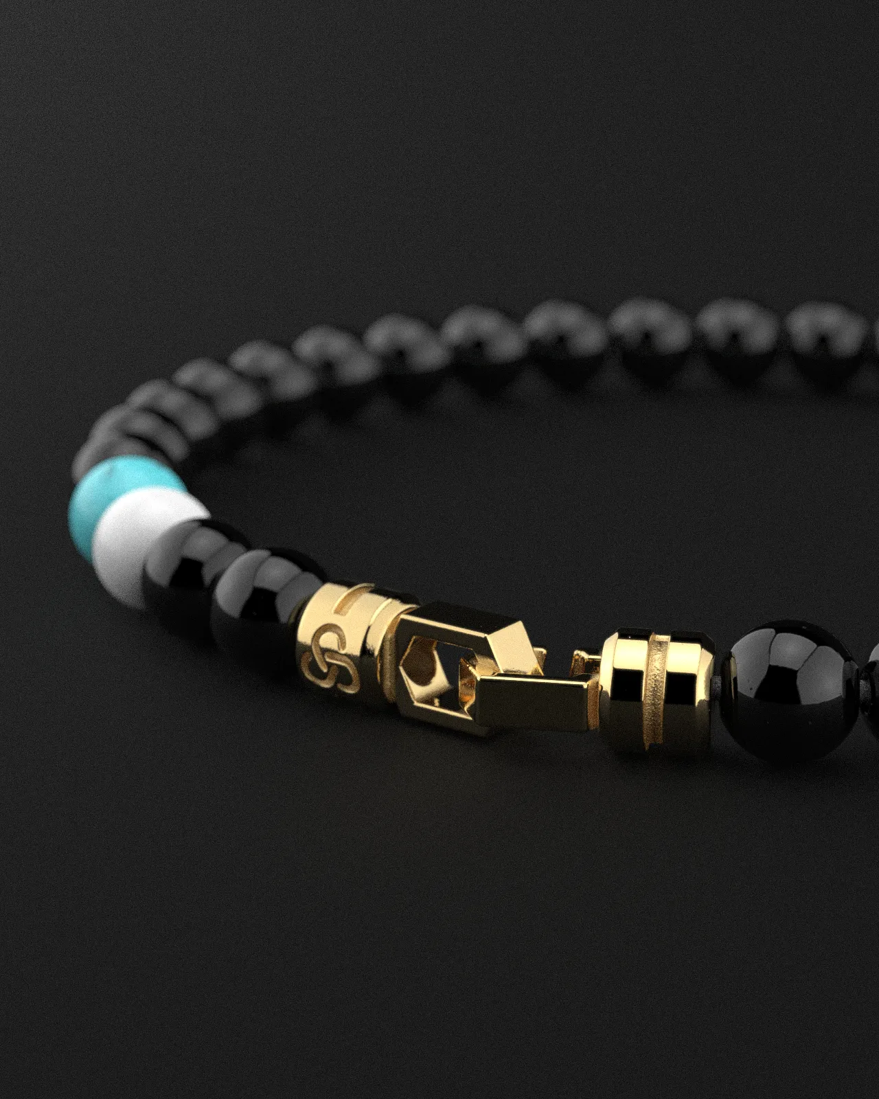 Onyx   Turquoise   Tridacna Bracelet 6mm | VERTEX